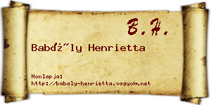 Babály Henrietta névjegykártya